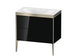 Duravit XViu Waschtisch-Unterschrank XV4710NB140P 80x48cm, 2 Auszüge, ohne Hahnloch, champagner matt, Rahmen P, schwarz hochglanz
