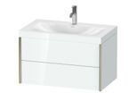 Duravit XViu Waschtisch-Unterschrank XV4615OB185C 80x48cm, 2 Schubkästen, 1 Hahnloch, champagner matt, Rahmen C, weiß hochglanz