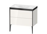 Duravit XViu Waschtisch-Unterschrank XV4710NB222P 80x48cm, 2 Auszüge, ohne Hahnloch, schwarz matt, Rahmen P, weiß hochglanz