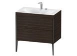 Duravit XViu Waschtisch-Unterschrank XV4710EB269C 80x48cm, 2 Auszüge, 2 Hahnlöcher, schwarz matt, Rahmen C, nussbaum gebürstet