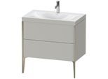 Duravit XViu Waschtisch-Unterschrank XV4710OB107C 80x48cm, 2 Auszüge, 1 Hahnloch, champagner matt, Rahmen C, betongrau matt