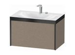 Duravit XViu Waschtisch-Unterschrank XV4610EB211P 80x48cm, 1 Auszug, 2 Hahnlöcher, schwarz matt, Rahmen P, eiche kaschmir