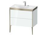 Duravit XViu Waschtisch-Unterschrank XV4710EB185P 80x48cm, 2 Auszüge, 2 Hahnlöcher, champagner matt, Rahmen P, weiß hochglanz