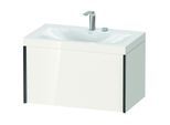 Duravit XViu Waschtisch-Unterschrank XV4610EB222C 80x48cm, 1 Auszug, 2 Hahnlöcher, schwarz matt, Rahmen C, weiß hochglanz
