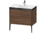 Duravit XViu Waschtisch-Unterschrank XV4710OB221P 80x48cm, 2 Auszüge, 1 Hahnloch, schwarz matt, Rahmen P, nussbaum dunkel