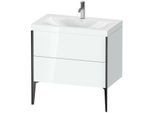Duravit XViu Waschtisch-Unterschrank XV4710OB285C 80x48cm, 2 Auszüge, 1 Hahnloch, schwarz matt, Rahmen C, weiß hochglanz