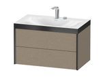 Duravit XViu Waschtisch-Unterschrank XV4615EB211P 80x48cm, 2 Schubkästen, 2 Hahnlöcher, schwarz matt, Rahmen P, eiche kaschmir