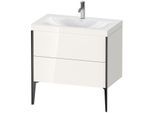 Duravit XViu Waschtisch-Unterschrank XV4710OB222C 80x48cm, 2 Auszüge, 1 Hahnloch, schwarz matt, Rahmen C, weiß hochglanz