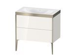 Duravit XViu Waschtisch-Unterschrank XV4710NB122P 80x48cm, 2 Auszüge, ohne Hahnloch, champagner matt, Rahmen P, weiß hochglanz
