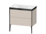 Duravit XViu Waschtisch-Unterschrank XV4710NB291P 80x48cm, 2 Auszüge, ohne Hahnloch, schwarz matt, Rahmen P, taupe matt