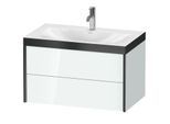 Duravit XViu Waschtisch-Unterschrank XV4615OB285P 80x48cm, 2 Schubkästen, 1 Hahnloch, schwarz matt, Rahmen P, weiß hochglanz