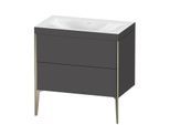 Duravit XViu Waschtisch-Unterschrank XV4710NB149C 80x48cm, 2 Auszüge, ohne Hahnloch, champagner matt, Rahmen C, graphit matt