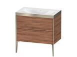 Duravit XViu Waschtisch-Unterschrank XV4710NB179P 80x48cm, 2 Auszüge, ohne Hahnloch, champagner matt, Rahmen P, nussbaum natur