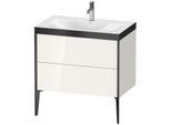 Duravit XViu Waschtisch-Unterschrank XV4710OB222P 80x48cm, 2 Auszüge, 1 Hahnloch, schwarz matt, Rahmen P, weiß hochglanz