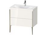 Duravit XViu Waschtisch-Unterschrank XV4710OB122C 80x48cm, 2 Auszüge, 1 Hahnloch, champagner matt, Rahmen C, weiß hochglanz