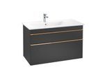 Villeroy und Boch Venticello Waschtisch-Unterschrank A92705PD 95,3 x 59 x 50,2 cm, Becken links, Griff Copper, Black Matt Lacquer