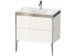 Duravit XViu Waschtisch-Unterschrank XV4710OB122P 80x48cm, 2 Auszüge, 1 Hahnloch, champagner matt, Rahmen P, weiß hochglanz