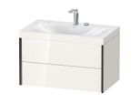 Duravit XViu Waschtisch-Unterschrank XV4615EB222C 80x48cm, 2 Schubkästen, 2 Hahnlöcher, schwarz matt, Rahmen C, weiß hochglanz