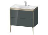 Duravit XViu Waschtisch-Unterschrank XV4710EB138P 80x48cm, 2 Auszüge, 2 Hahnlöcher, champagner matt, Rahmen P, dolomiti grey hochglanz