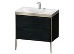 Duravit XViu Waschtisch-Unterschrank XV4710EB116P 80x48cm, 2 Auszüge, 2 Hahnlöcher, champagner matt, Rahmen P, Eiche schwarz