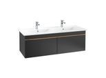 Villeroy und Boch Venticello Waschtisch-Unterschrank A93905PD 125,3 x 42 x 50,2 cm, Griff Copper, Black Matt Lacquer
