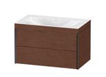Duravit XViu Waschtisch-Unterschrank XV4615NB213C 80x48cm, 2 Schubkästen, ohne Hahnloch, schwarz matt, Rahmen C, amerikanischer nussbaum