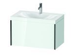 Duravit XViu Waschtisch-Unterschrank XV4610OB285C 80x48cm, 1 Auszug, 1 Hahnloch, schwarz matt, Rahmen C, weiß hochglanz