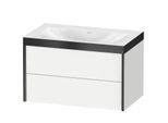 Duravit XViu Waschtisch-Unterschrank XV4615NB218P 80x48cm, 2 Schubkästen, ohne Hahnloch, schwarz matt, Rahmen P, weiß matt