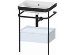 Duravit Happy D.2 Plus Möbelwaschtisch-Kombination HP4740N9797 57,5 x 49 cm, ohne Hahnloch, lichtblau seidenmatt, mit Metallkonsole