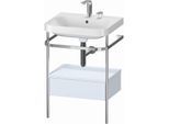 Duravit Happy D.2 Plus Möbelwaschtisch-Kombination HP4840E9797 57,5 x 49 cm, 2 Hahnlöcher, lichtblau seidenmatt, mit Metallkonsole