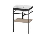 Duravit Happy D.2 Plus Möbelwaschtisch-Kombination HP4735N7575 57,5 x 49 cm, ohne Hahnloch, leinen, mit Metallkonsole