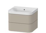 Duravit Happy D.2 Plus Möbelwaschtisch HP4345N6060 57,5 x 49 cm, ohne Hahnloch, taupe seidenmatt, 2 Schubkästen