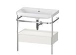 Duravit Happy D.2 Plus Möbelwaschtisch-Kombination HP4842N3939 77,5 x 49 cm, ohne Hahnloch, nordic weiß seidenmatt, mit Metallkonsole