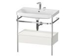 Duravit Happy D.2 Plus Möbelwaschtisch-Kombination HP4842E3939 77,5 x 49 cm, 2 Hahnlöcher, nordic weiß seidenmatt, mit Metallkonsole