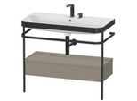 Duravit Happy D.2 Plus Möbelwaschtisch-Kombination HP4743E9292 97,5 x 49 cm, 2 Hahnlöcher, steingrau seidenmatt, mit Metallkonsole