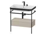 Duravit Happy D.2 Plus Möbelwaschtisch-Kombination HP4742E6060 77,5 x 49 cm, 2 Hahnlöcher, taupe seidenmatt, mit Metallkonsole