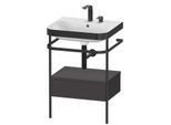 Duravit Happy D.2 Plus Möbelwaschtisch-Kombination HP4740E8080 57,5 x 49 cm, 2 Hahnlöcher, graphit supermatt, mit Metallkonsole