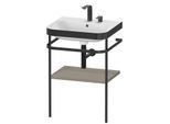 Duravit Happy D.2 Plus Möbelwaschtisch-Kombination HP4735E9292 57,5 x 49 cm, 2 Hahnlöcher, steingrau seidenmatt, mit Metallkonsole
