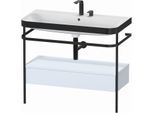 Duravit Happy D.2 Plus Möbelwaschtisch-Kombination HP4743E9797 97,5 x 49 cm, 2 Hahnlöcher, lichtblau seidenmatt, mit Metallkonsole