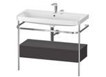 Duravit Happy D.2 Plus Möbelwaschtisch-Kombination HP4843E8080 97,5 x 49 cm, 2 Hahnlöcher, graphit supermatt, mit Metallkonsole