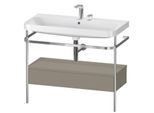Duravit Happy D.2 Plus Möbelwaschtisch-Kombination HP4843E9292 97,5 x 49 cm, 2 Hahnlöcher, steingrau seidenmatt, mit Metallkonsole