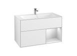 Villeroy und Boch Finion Waschtischunterschrank F040MTGF 99,6x59,1x49,8cm, Regal rechts White matt lacquer, Glossy white lacquer