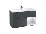 Villeroy und Boch Finion Waschtischunterschrank F040MTHG 99,6x59,1x49,8cm, Regal rechts White matt lacquer, Midnight Blue Matt Lacquer
