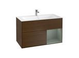 Villeroy und Boch Finion Waschtischunterschrank F040GMGN 99,6x59,1x49,8cm, Regal rechts Olive Matt Lacquer, Walnut veneer