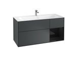 Villeroy und Boch Finion Waschtischunterschrank F070PHHG 119,6x59,1cm, Regal rechts Glossy Black Lacquer, Midnight Blue Matt Lacquer