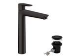 hansgrohe Talis E Waschtisch-Einhebelmischer 71716670 mit Ablaufgarnitur, Ausladung 183 mm, mattschwarz