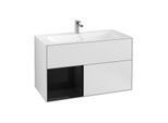 Villeroy und Boch Finion Waschtischunterschrank G030PHMT 99,6x59,1cm, Wandbeleuchtung, Regal links Glossy Black Lacquer, White matt lacquer