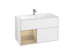 Villeroy und Boch Finion Waschtischunterschrank F030PCGF 99,6x59,1x49,8cm, Regal links Oak Veneer, Glossy white lacquer