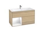 Villeroy und Boch Finion Waschtischunterschrank F030GFPC 99,6x59,1x49,8cm, Regal links Glossy white lacquer, Oak Veneer