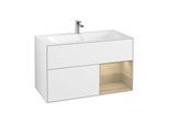 Villeroy und Boch Finion Waschtischunterschrank F040PCGF 99,6x59,1x49,8cm, Regal rechts Oak Veneer, Glossy white lacquer